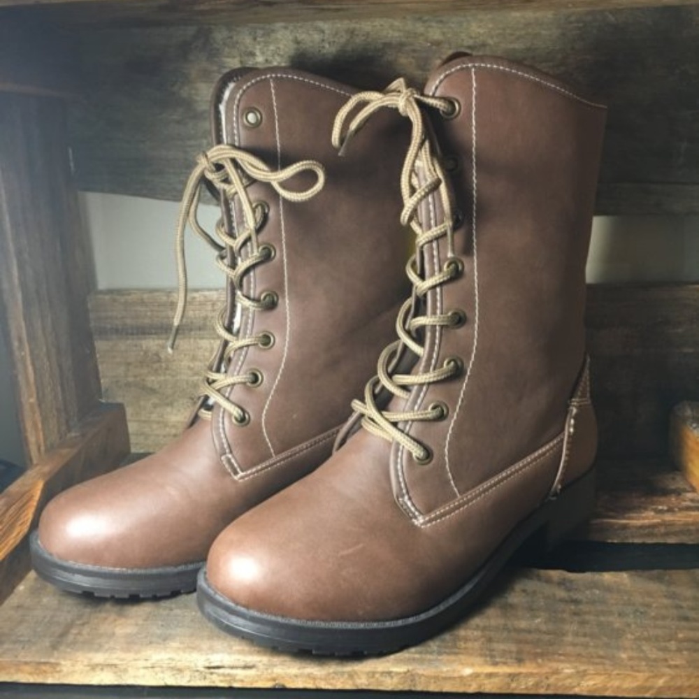 Madden Girl Brown lace up boots size 6 NEW